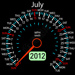 2012年7月选择第4周2012年全天候超速计车载矢量 7月插画