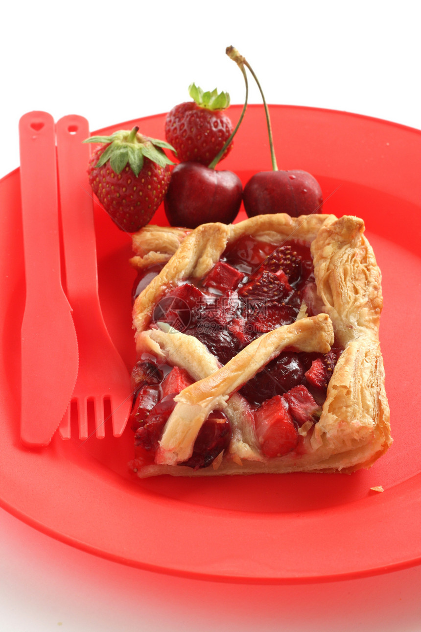 樱桃派馅饼糕点盘子甜点浆果红色面包小吃水果食物图片