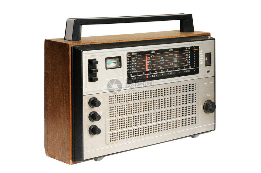 旧式老式复古收音台扬声器电子产品风格娱乐短波按钮频率广播盒子电气图片