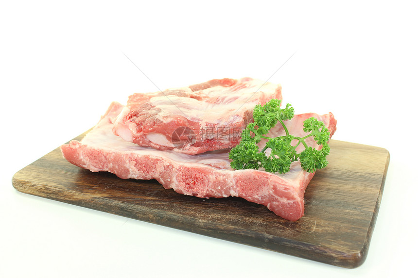 牛排骨头猪肉午餐倾斜屠夫生猪肉炙烤屠宰场猪排肋骨图片