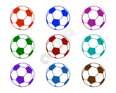 足球球红色插图运动六边形蓝色绿色背景图片