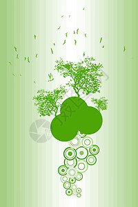 树木和鸟类粉色生长植物季节装饰白色树干绿色风格插图背景图片