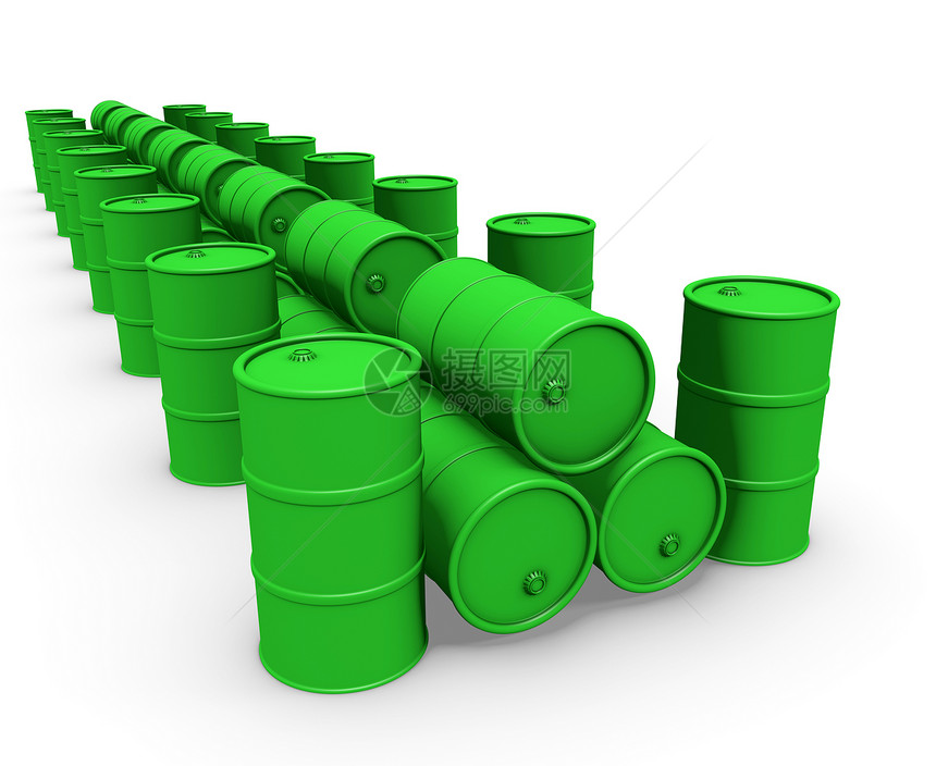 绿色桶组白色汽油工业气体石油圆柱生态燃料图片