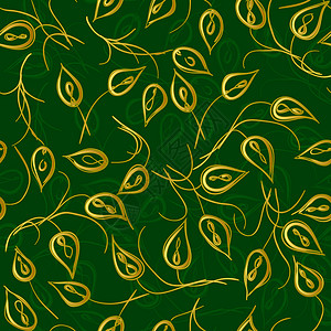 椭圆叶挂着植物卷结叶的壁纸乡愁森林插图打印椭圆程式化墙纸纺织品插画