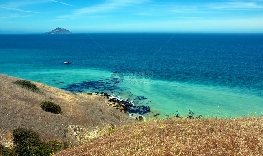 绿色海岸线冲浪风景海洋波浪海岸潮汐草地图片