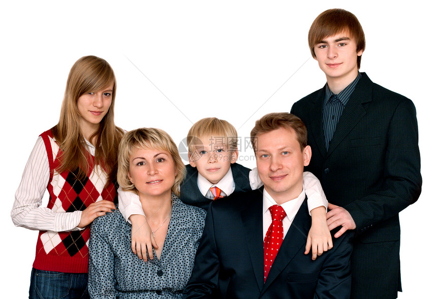 家庭肖像妻子微笑男人快乐夫妻领带头发女性套装丈夫图片