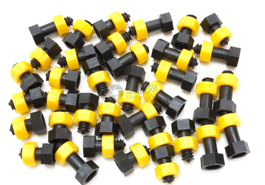 塑料设计师 一个螺栓一个坚果红色装配孩子们玩具尼龙黑色黄色图片