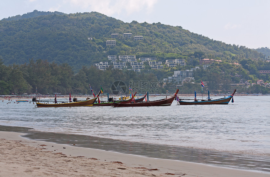 上岸船只运输棕榈旅游树木照片海岸旅行森林地平线图片