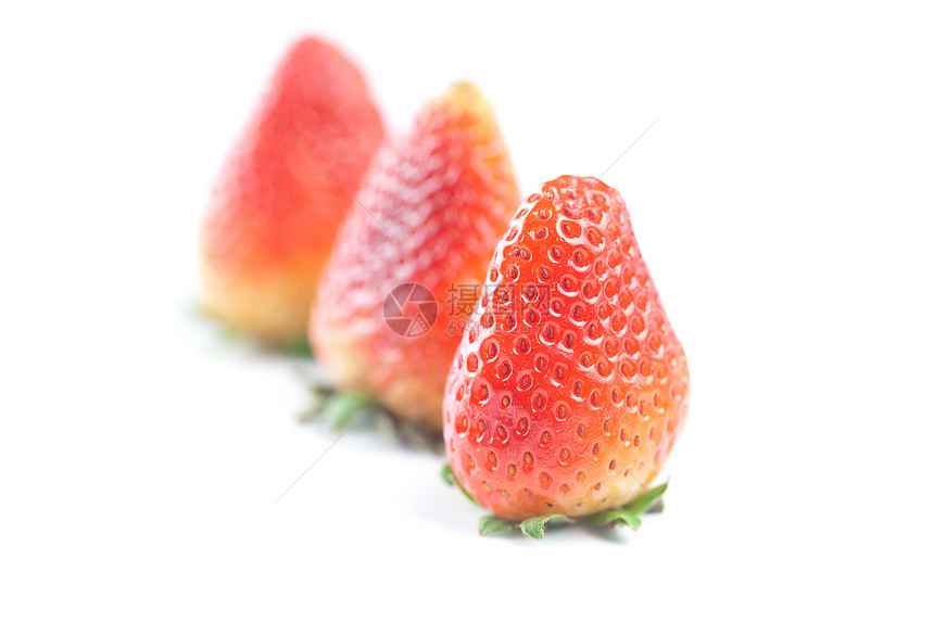 大红草莓 白边隔离宏观植物薄荷水果草本健康红色草本植物药品香料图片