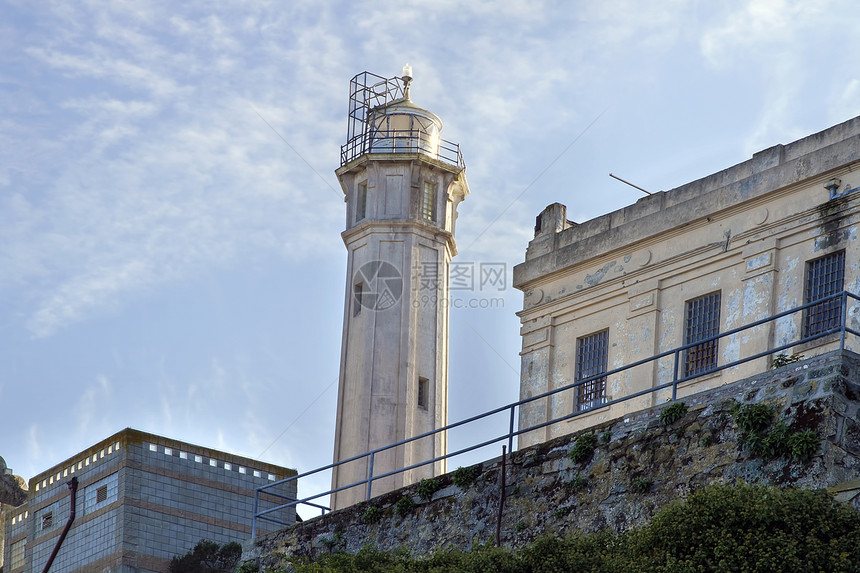 旧金山Alcatraz岛的灯塔图片