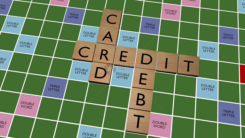 信用卡债务填字游戏 在假冒的折叠板上图片