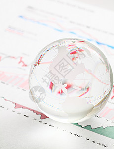 玻璃球素材财务图表中的玻璃球地球球金融交换商业数据预言库存风险银行会计背景
