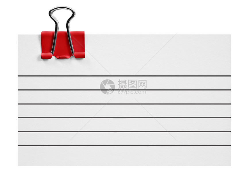 白纸白卡 白色上红色夹片教育边缘卡片补给品床单办公室回形针记事本邮政笔记本图片
