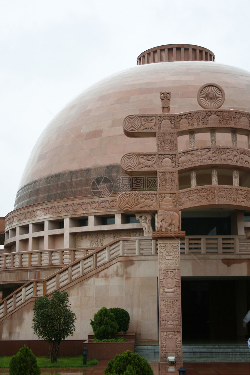 白马庙附近的印地安神庙胸部雕塑屋顶旅游装饰品烈酒圆顶白色石头旅行图片