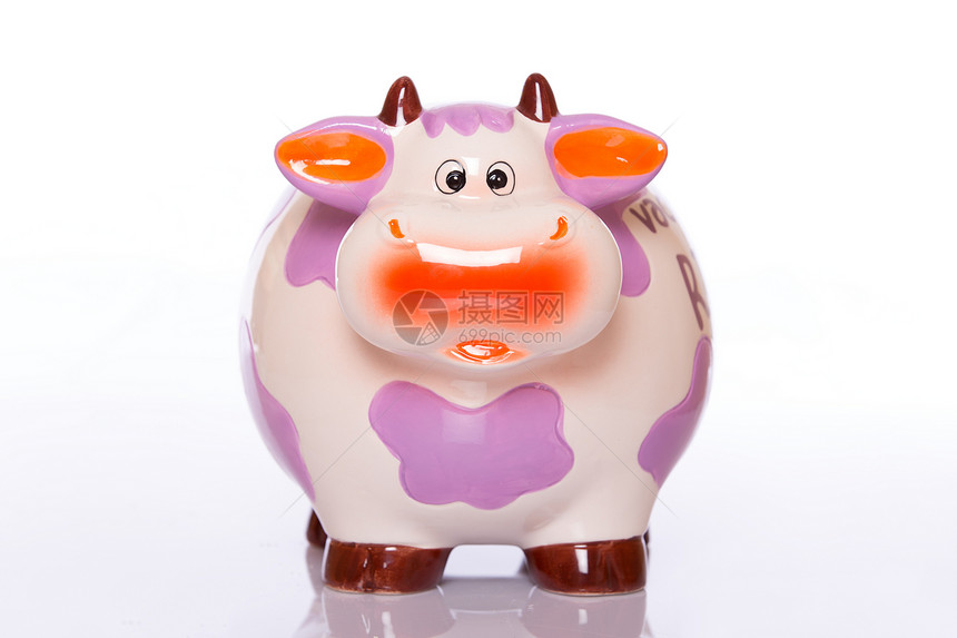 陶瓷金奶牛玩具钱盒经济水平白色制品图片