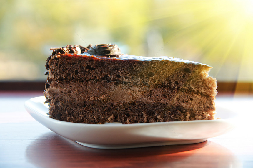巧克力蛋糕块奶油蛋糕食物咖啡店盘子生日甜点奢华宏观可可图片