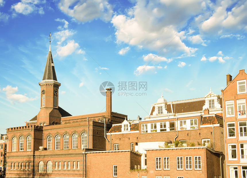 阿姆斯特丹 荷兰古典建筑 天空美丽图片