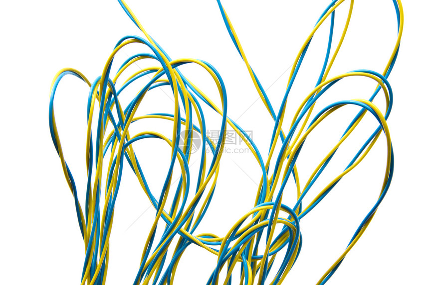 色彩多彩的电缆力量白色卷曲绳索互联网电子产品塑料解决方案数据金属图片