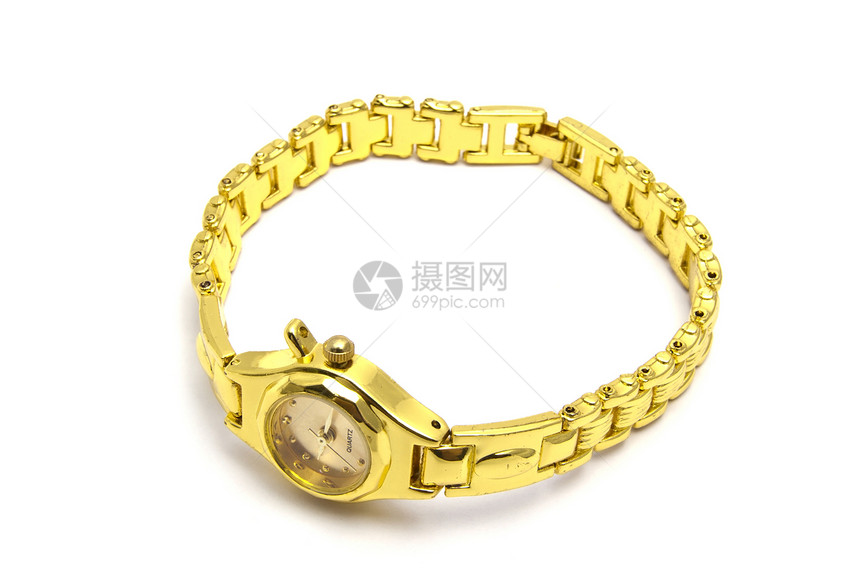 金手腕表金子小时数字手表白色黄铜手腕女性测量珠宝图片