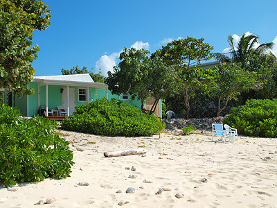 加勒比海滩滨之家岛屿热带房子海滩海景房小屋高清图片