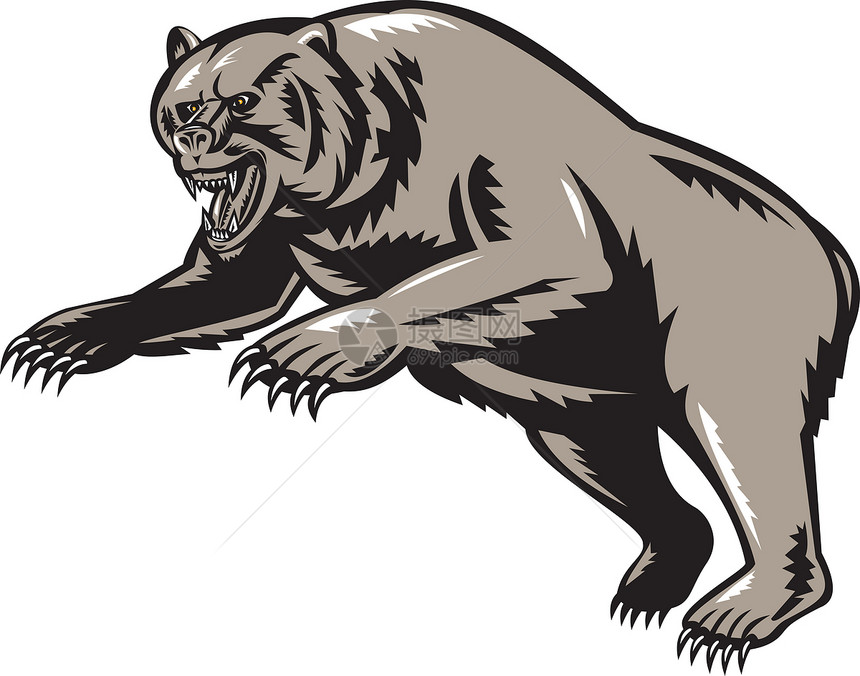 灰熊攻击木切的风格图片