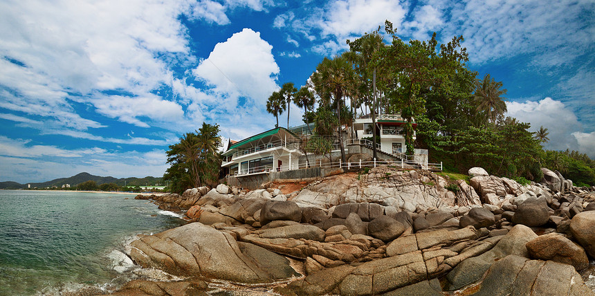 海滩旅馆和岩石     泰国风景图片