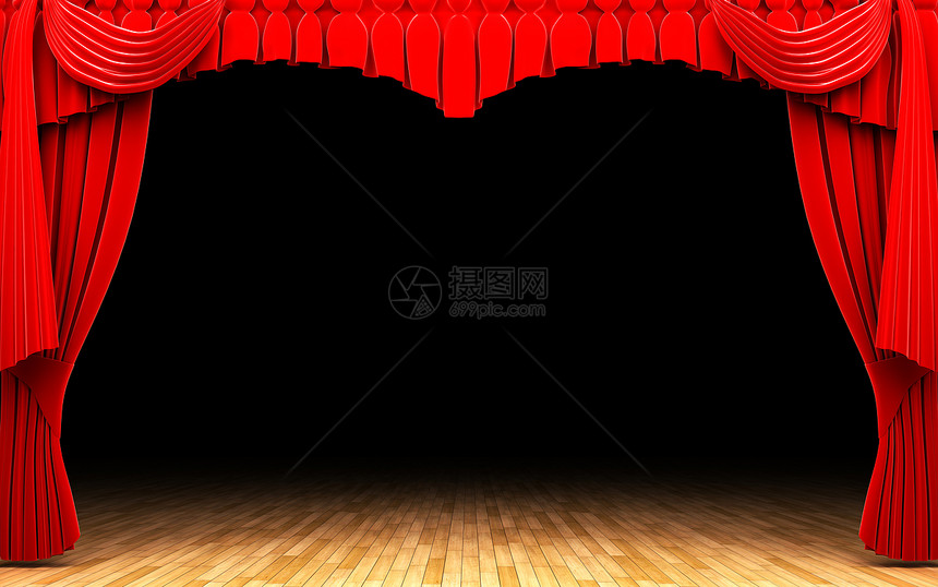 红色天鹅绒幕幕幕开场展示行动织物布料手势剧场推介会场景播音员歌剧图片