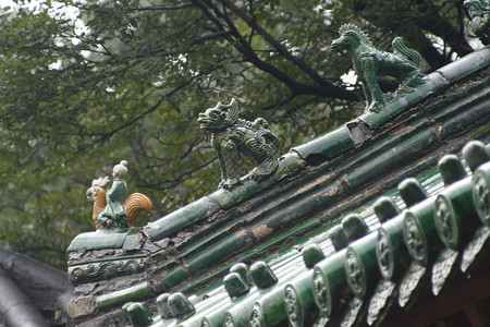 围龙屋在少林寺的屋顶上的屋顶上 屋顶幽灵 钦烈酒石头寺庙数字装饰品旅游旅行雕像运气少林寺背景