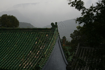 在少林风景的屋顶上观望高清图片
