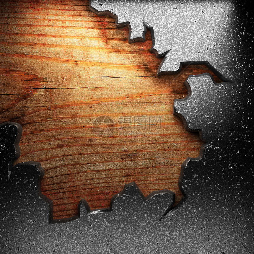 木柴上的铁板药片木板招牌工业建造棕色指甲牌匾控制板金属图片