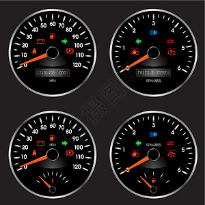 油表不足孤立跑速车速计摄氏度运动引擎汽油展示车辆活动力量燃料控制插画