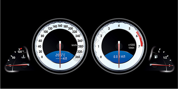 开车车速表孤立跑速车速计车速控制摄氏度活动控制板力量汽油温度计运输车辆插画