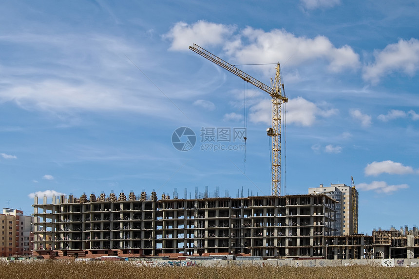 有起重机的建筑技术住房天空项目蓝色工业水泥脚手架建筑学活动图片