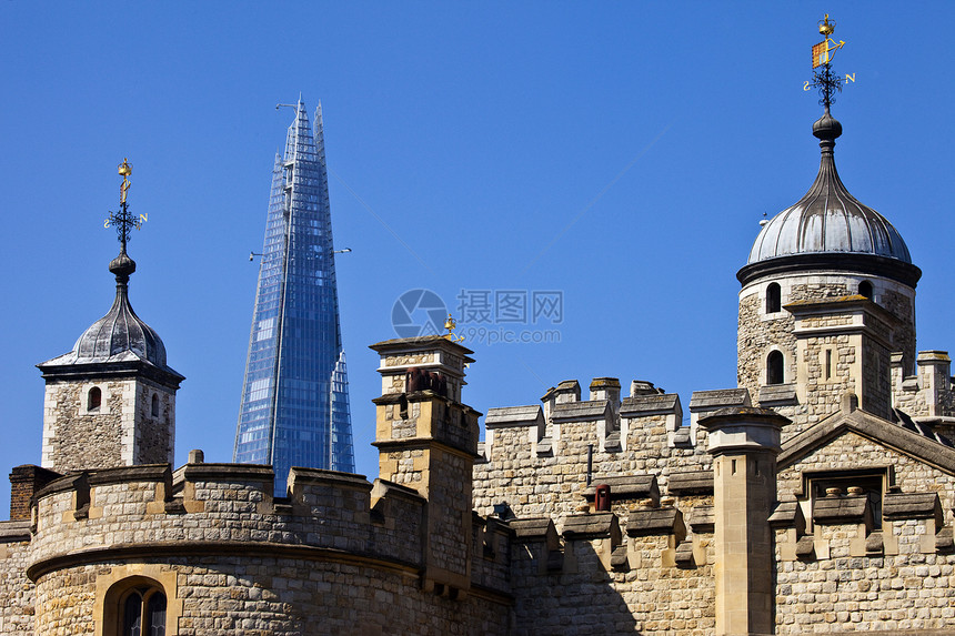 伦敦铁塔和沙石摩天大楼旅游城市玻璃英语建筑观光吸引力地标景点图片