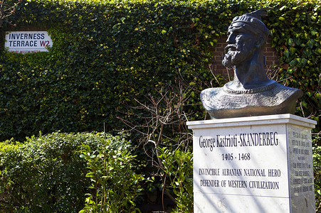 乔治卡斯特里奥蒂斯堪德堡纪念馆 伦敦历史性国家英语纪念馆花园雕像历史纪念碑旅行景点背景