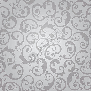 织唛无缝的豪华银银卷花织壁纸型插画