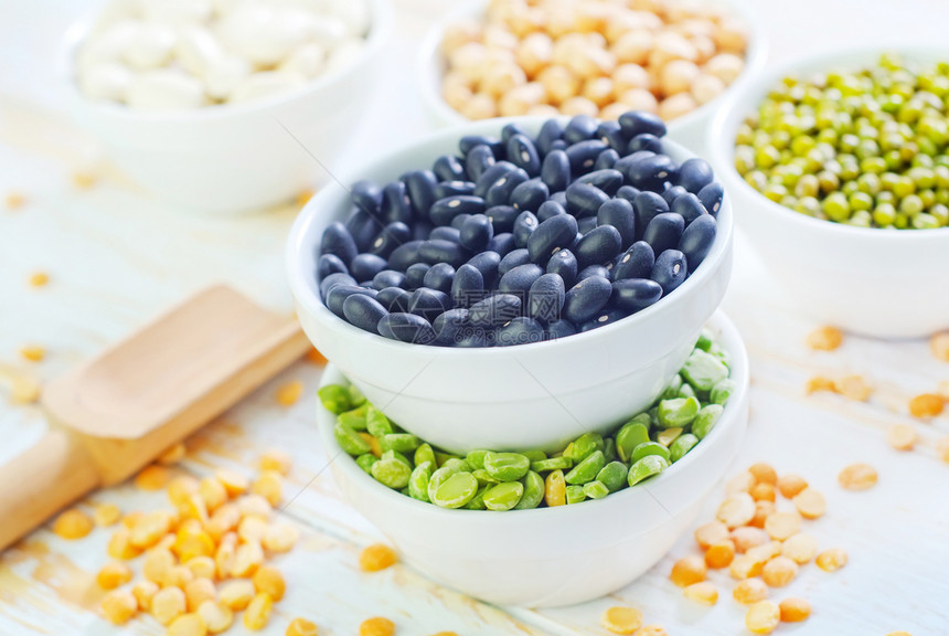 不同豆类脉冲营养脱水纤维彩色食物种子蔬菜饮食菜豆图片