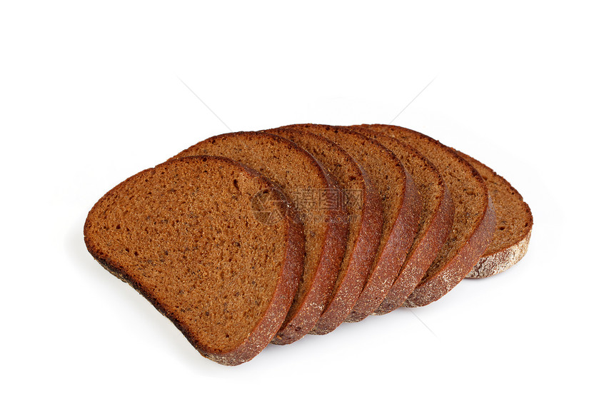 白纸上孤立的切片面包生活种子碳水粮食纤维小麦食物化合物面粉早餐图片