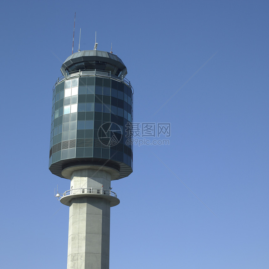 空中交通管制塔台仪器天空天线蓝色建筑工具飞机玻璃建筑学空气图片
