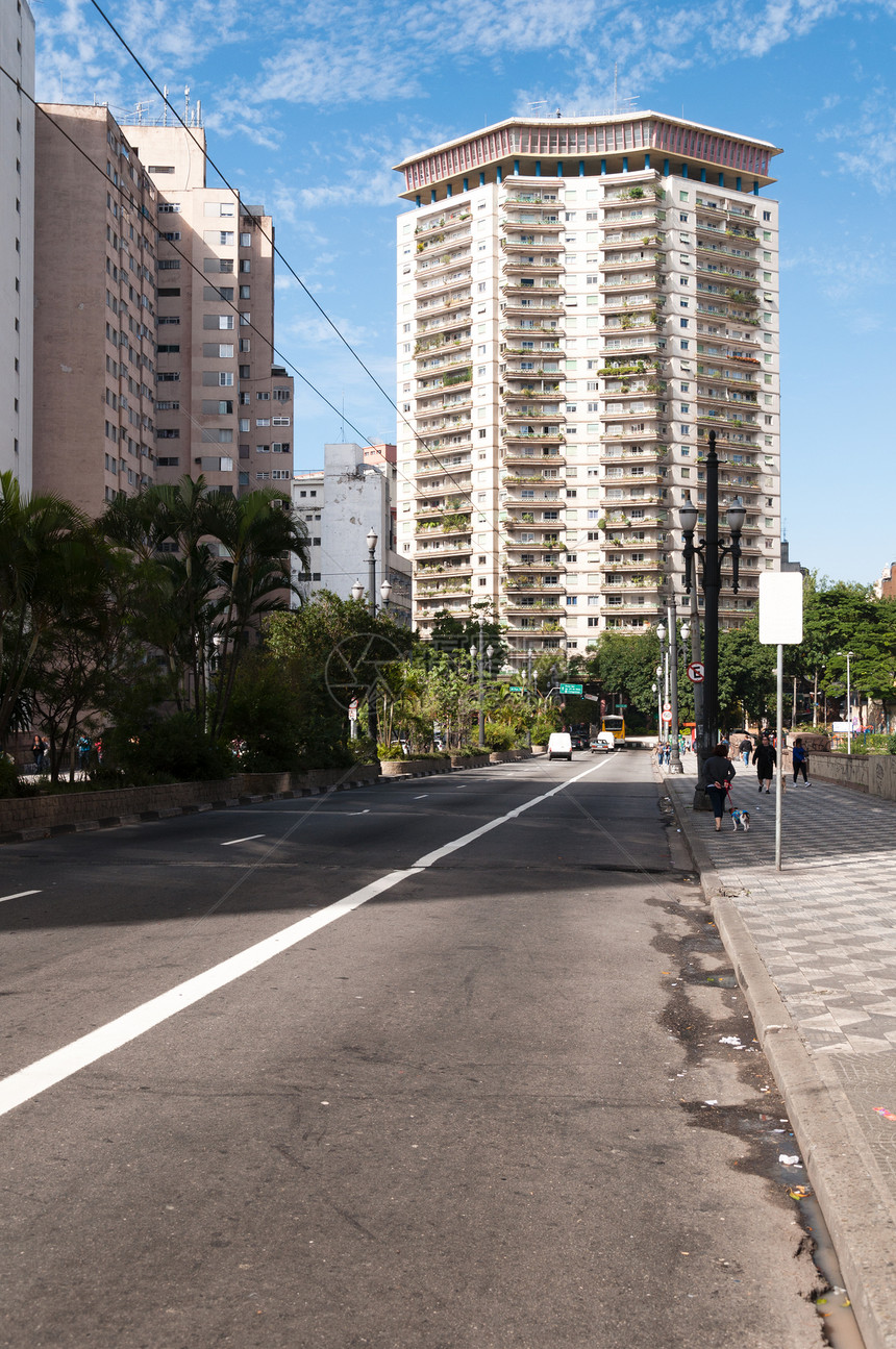 市中心Sao Paulo街沥青街道公寓酒店场景景观交通住宅车道市中心图片