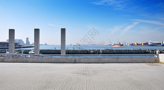 Tempozan港口港湾港口区全景 日本 osaka背景图片