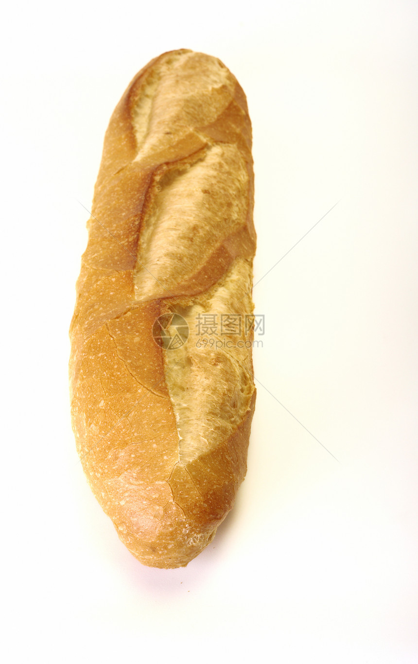 长面包 白色背景的巴格维特棕色面团面粉面包师食物小麦早餐酵母饮食粮食图片