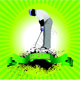 户外俱乐部Golf 玩家的海报 矢量插图打印高尔夫球天空俱乐部专注男性控制娱乐课程男人插画