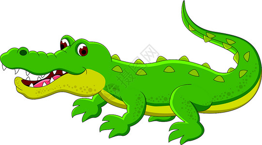 拉剪贴画鳄形卡通漫画热带微笑动物鳄鱼快乐爬虫动物园喜悦玩具涂鸦插画