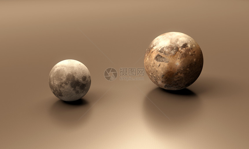 伽尼米德和月亮空白图片