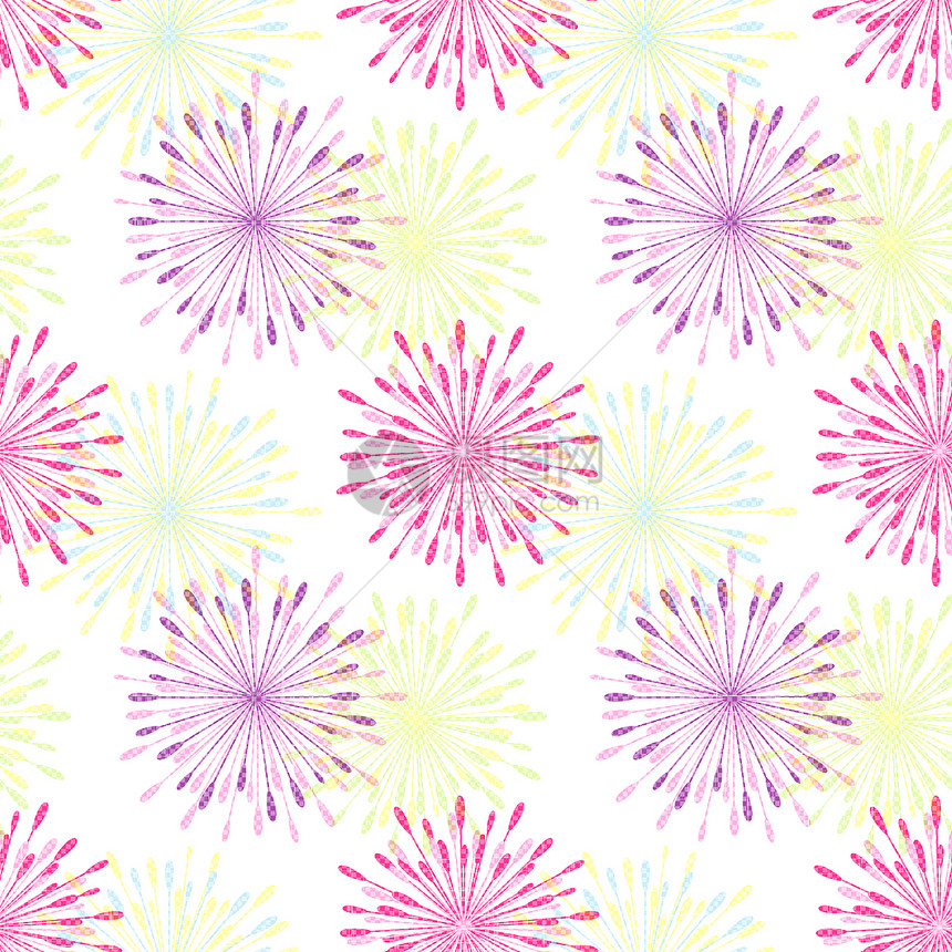 闪亮的多彩花色接缝模式绿色墙纸季节植物群粉色插图季节性黄色图片