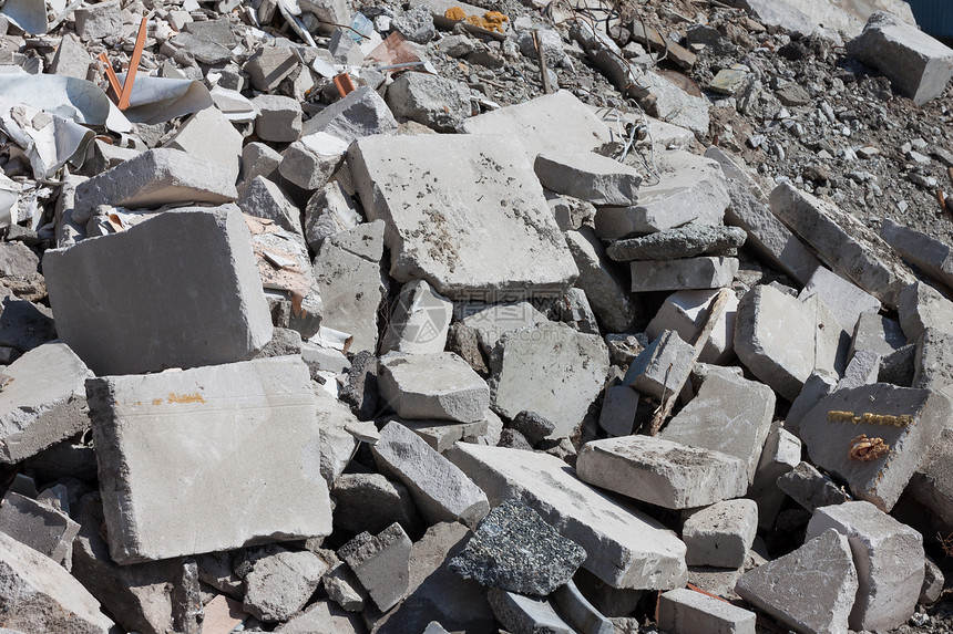 建筑工地的混凝土碎片建造工作职业损害瓦砾遗迹残骸砂浆残余物拆除图片