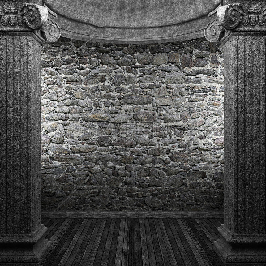 石柱和墙壁建筑水泥壁柱柱子城市黏土古董建筑学曲线图片