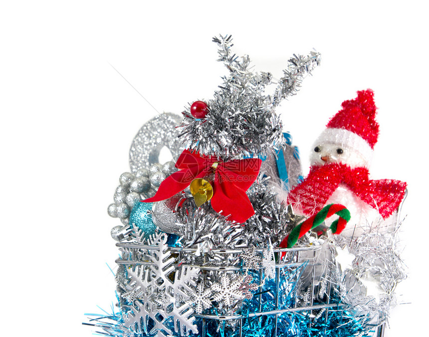 圣诞购物卡白色红色驯鹿派对购物车礼物庆典购物雪花雪人图片