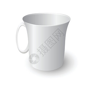 白色杯子反射咖啡店早餐空白咖啡陶瓷品牌插图推广餐具背景图片